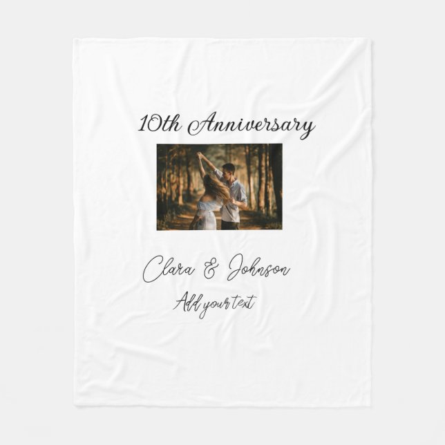 Couverture Polaire Mariage Anniversaire ajouter nom année image texte (Devant)