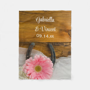 Couverture Polaire Mariage campagnard de garde de marguerite rose et