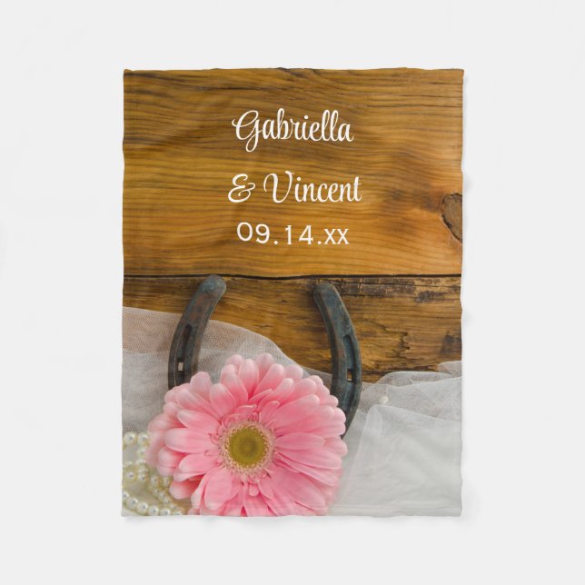 Couverture Polaire Mariage campagnard de garde de marguerite rose et  (Devant)