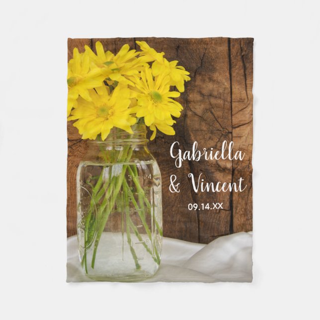 Couverture Polaire Mariage campagnard Mason Jar et Jaune Daisies (Devant)