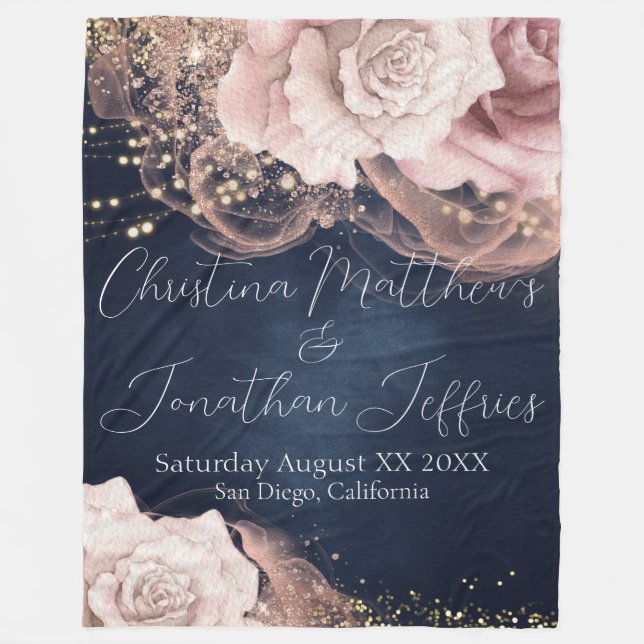 Couverture Polaire Mariage d'aquarelle romantique Roses sur Moody Blu (Devant)