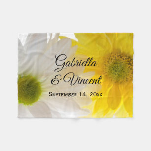 Couverture Polaire Mariage de marguerites jaune et blanc