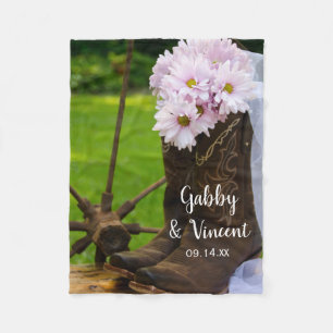 Couverture Polaire Mariage de marguerites roses rustiques et de botte