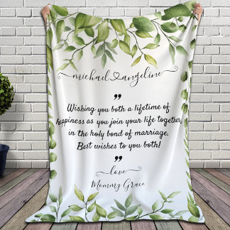 Couverture Polaire Mariage Élégant Rustique Feuilles d'Eucalyptus Ver