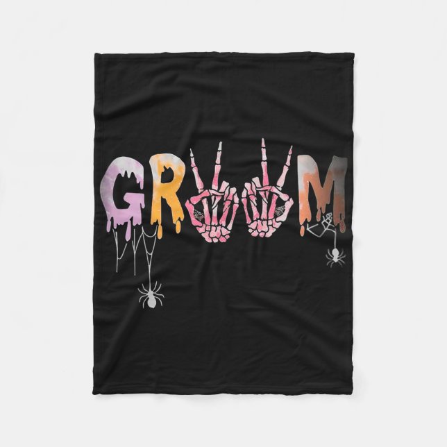Couverture Polaire Mariage gothique Éffrayant Halloween Squelette Gro (Devant)