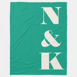 Couverture Polaire Mariage minimaliste moderne monogramme vert émerau