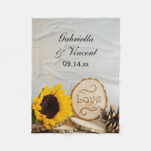 Couverture Polaire Mariage rustique de région boisée de tournesol