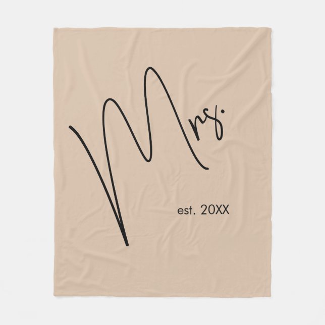 Couverture Polaire Mariée moderne | Beige + noir (Devant)