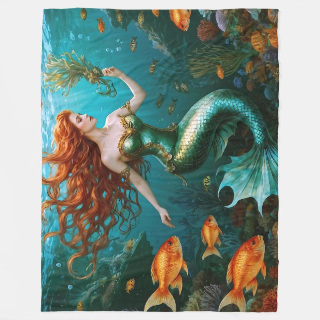 Couverture Polaire "Marielle" - Belle sirène dansante (Devant)