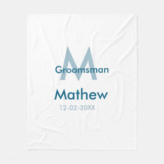 Couverture Polaire Marine bleu groomsman nom lettre date masculin par
