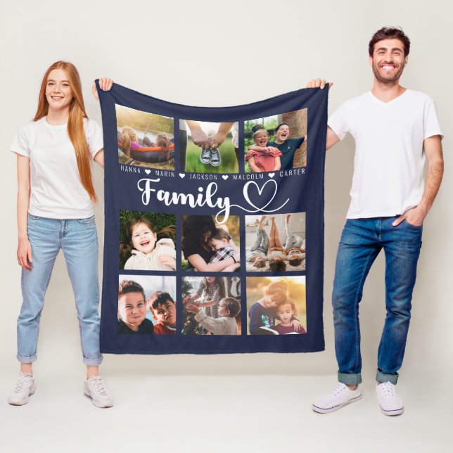 Couverture Polaire Marine Blue Family Memories Neuf Photo Collage (En situation)