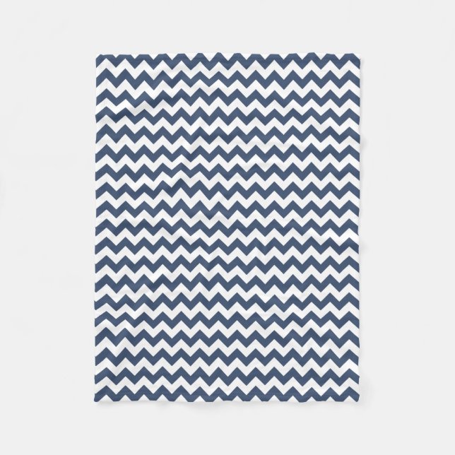 Couverture Polaire Marine moderne bleu et blanc Chevron Zigzag (Devant)