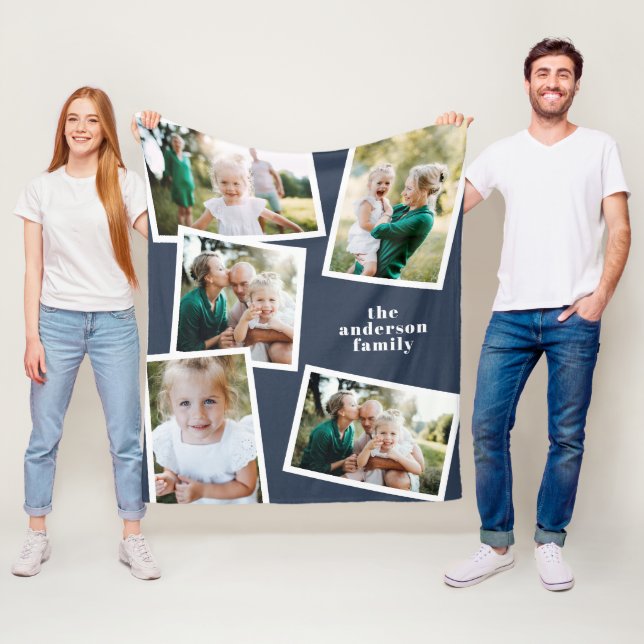 Couverture Polaire Marine moderne multi photo famille maison cadeau (En situation)