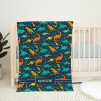 Marine | Nom d'enfant Motif de dinosaures colorés