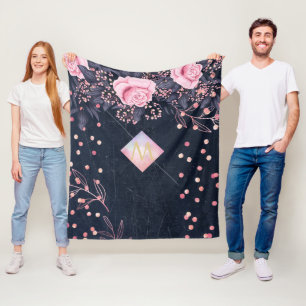 Couverture Polaire Marine Rosegold Cadeaux Monogramme Girl Floral Ros