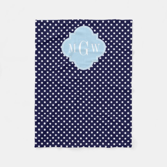 Couverture Polaire Marine Whats Pois Lt Blue Quatrefoil 3 Monogramme (Devant)