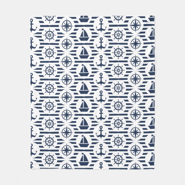 Couverture Polaire Maritime dans le motif bleu (Devant)