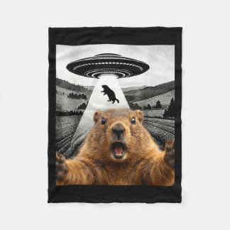Couverture Polaire Marmotte selfie avec humour Alien Ufo hommes femme