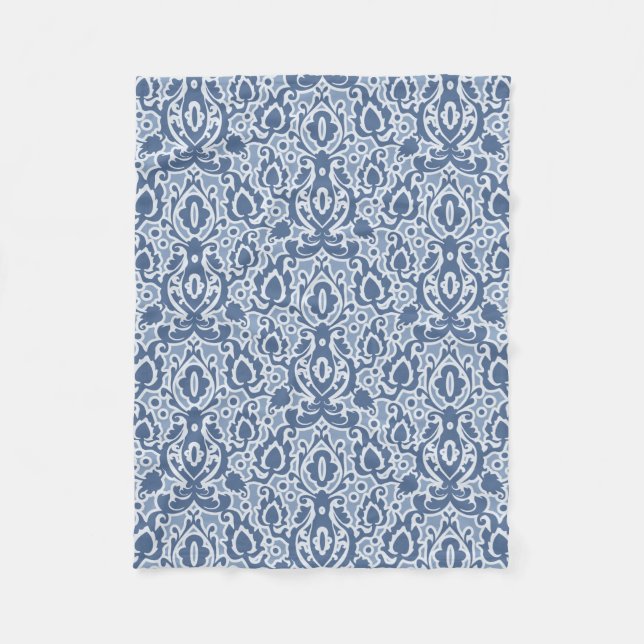 Couverture Polaire Marocain bleu gris Casbah Damask (Devant)