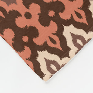 Couverture Polaire Marocaine Ikat Damask, Brown, Taupe & Rouille
