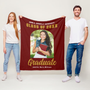 Couverture Polaire Maroon Gold Graduate Photo Arch Graduate