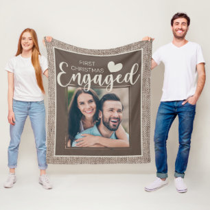 Couverture Polaire Marron Burlap Rustique 1er Noël Fiancée Photo
