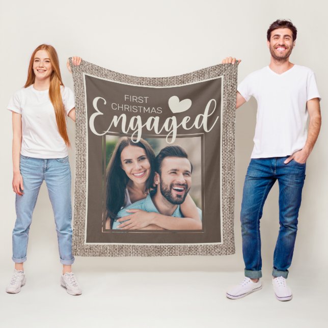 Couverture Polaire Marron Burlap Rustique 1er Noël Fiancée Photo (En situation)