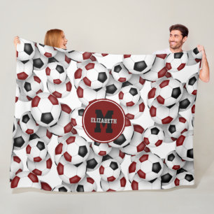 Couverture Polaire marron noir équipe couleurs soccer balls motif