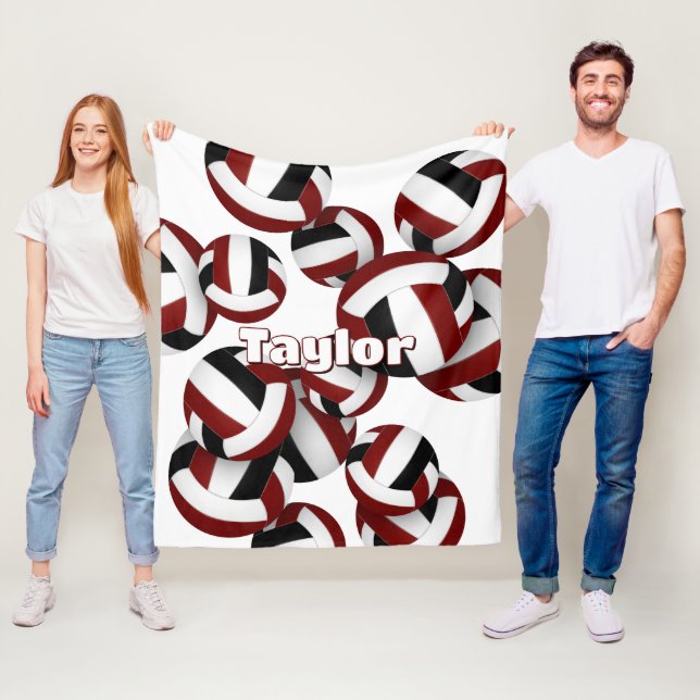 Couverture Polaire marron noir volleyballs filles salle de sport déco (En situation)