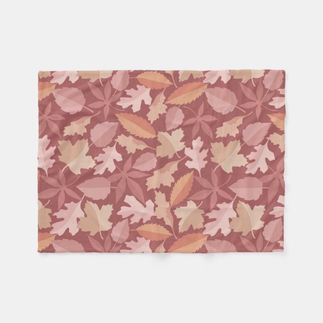 Couverture Polaire Marsala motif feuille (Devant (Horizontal))