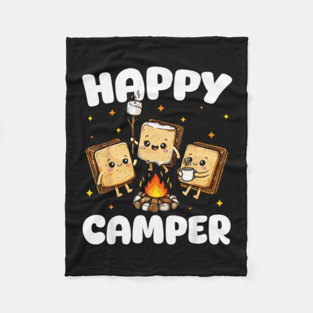 Couverture Polaire Marshmallow Happy Camper Drôle Hommes Femmes Campi (Devant)
