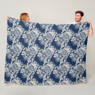 Couverture Polaire Masculine Navy effet bleu Indigo Floral partout