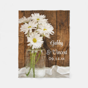 Couverture Polaire Mason Jar et White Daisies Country Barn Mariage