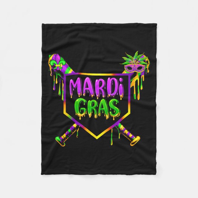 Couverture Polaire Masque de fête de carnaval Mardi Gras baseball gla (Devant)