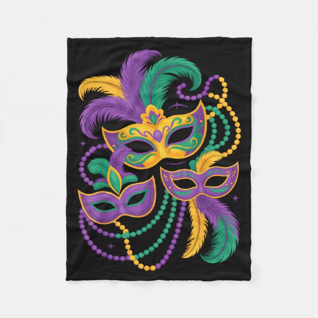 Couverture Polaire Masque de mascarade de Mardi Gras Perles Plume Car (Devant)