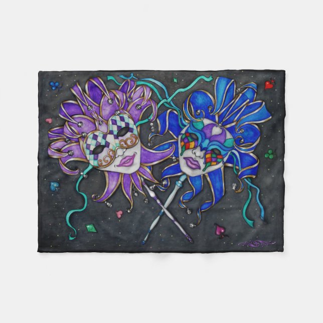 Couverture Polaire Masques Jester Comédie/Tragédie (Devant (Horizontal))