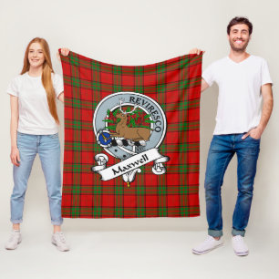 Couverture Polaire Maxwell Red Clan Badge Tartan Plaid