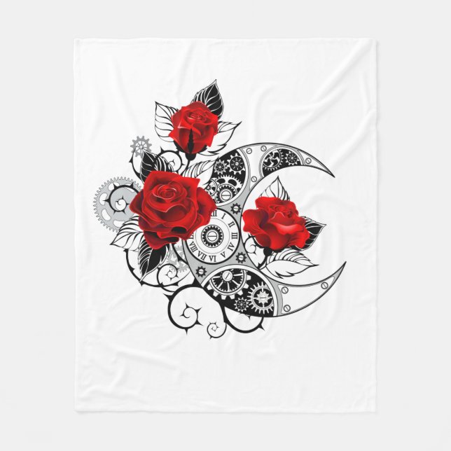 Couverture Polaire Mechanical Crescent with Red Roses (Devant)