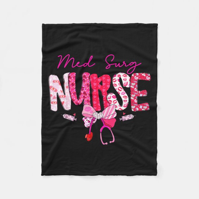 Couverture Polaire Med Surg Nurse Valentine's Day Stethoscope Coquett (Devant)