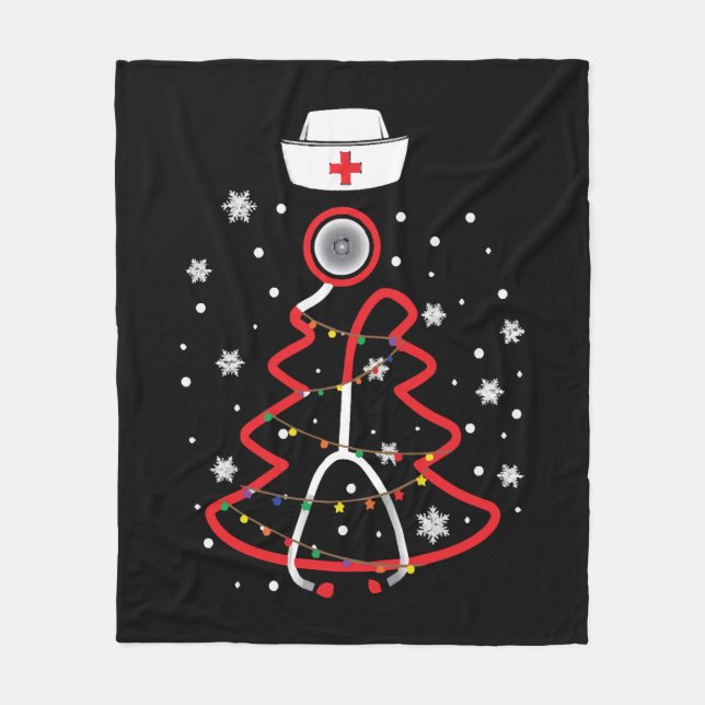 Couverture Polaire Médicale RN NUrse, Joyeux Noël (Devant)