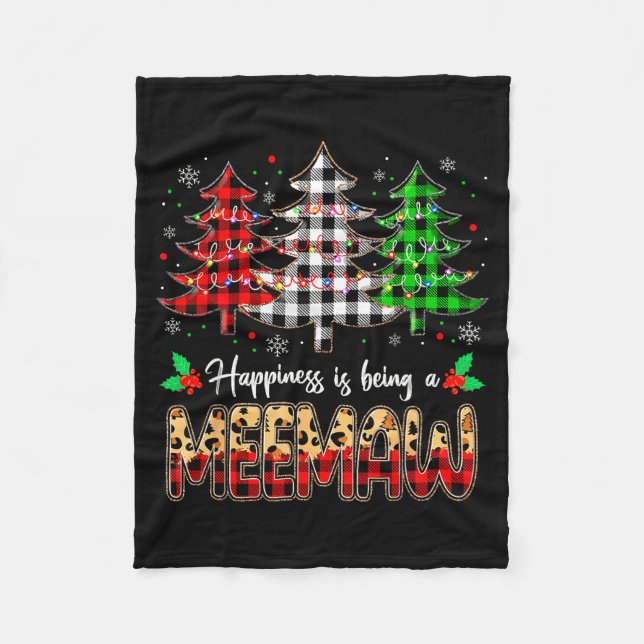 Couverture Polaire Meemaw Christmas Tree Xmas Buffalo Plaid Red White (Devant)