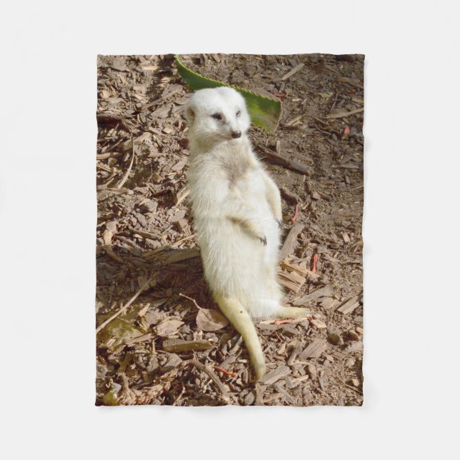 Couverture Polaire Meerkat Blanc, Petite Blanche En Toison. (Devant)