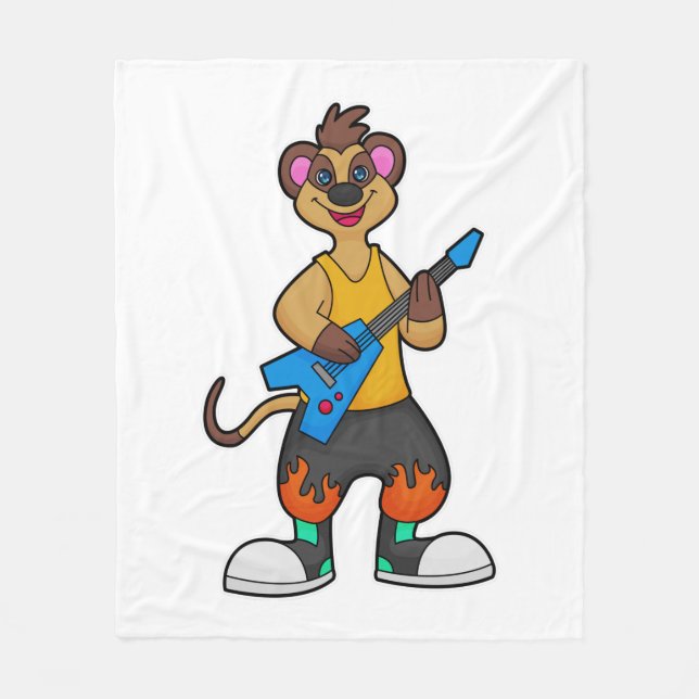 Couverture Polaire Meerkat comme musicien avec guitare (Devant)
