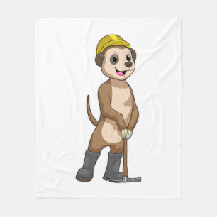 Couverture Polaire Meerkat en tant que mineur avec Pickaxe