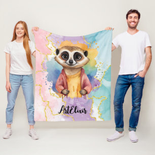 Couverture Polaire Meerkat Moderne Parties scintillant Pastel Imprime