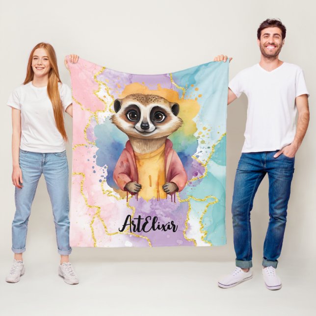 Couverture Polaire Meerkat Moderne Parties scintillant Pastel Imprime (En situation)