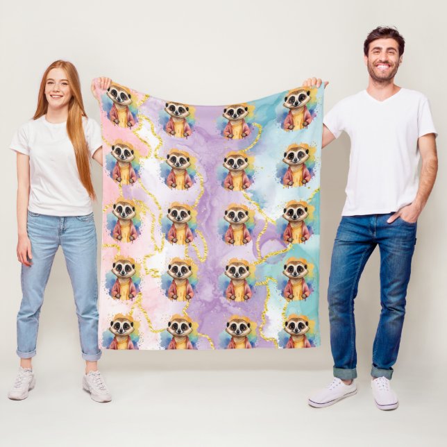Couverture Polaire Meerkat Parties scintillant moderne Motif Pastel (En situation)