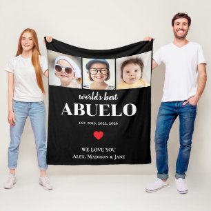Couverture Polaire Meilleur Abuelo du Monde On t'aime 3 Noms de photo