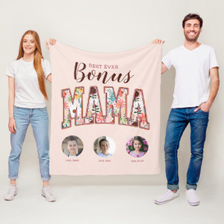 Couverture Polaire Meilleur Bonus Mama Trois photos Fête des Mères