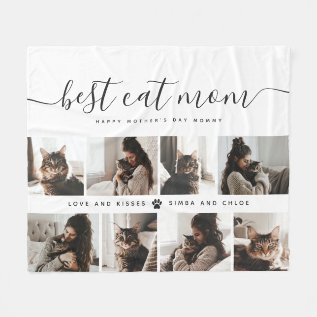 Couverture Polaire Meilleur Chat Maman : Custom Mother's Day Photo de (Devant (Horizontal))